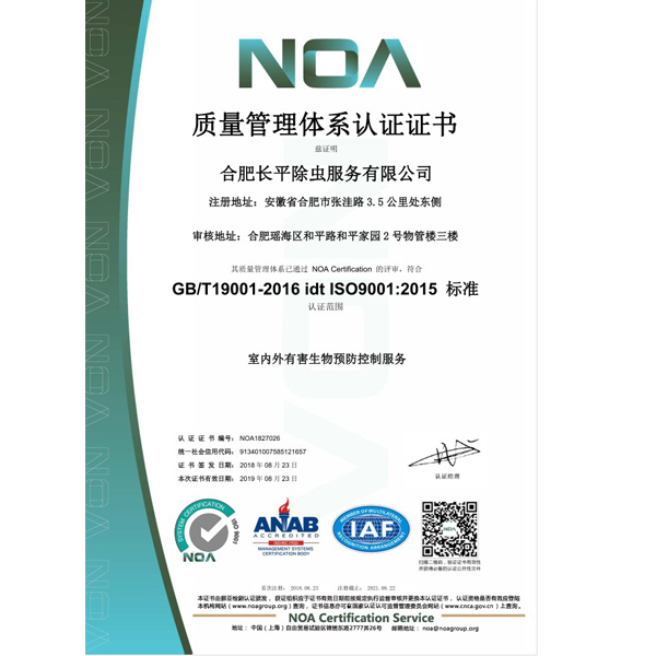ISO9001 国际质量管理体系认证证书